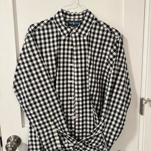 Ralph Lauren Men's Black and White Gingham Shirt
